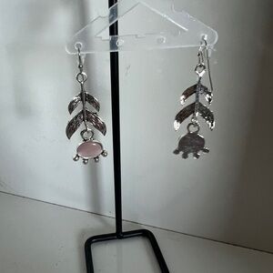 Silver and Pink Dangle Earrings